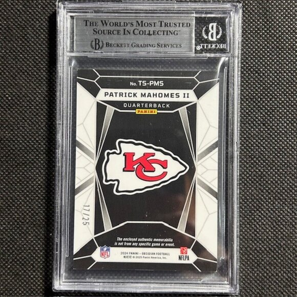2024 Panini Obsidian Patrick Mahomes Trifecta Laundry Tag Patch /25 BGS 9 MINT - Picture 2 of 3
